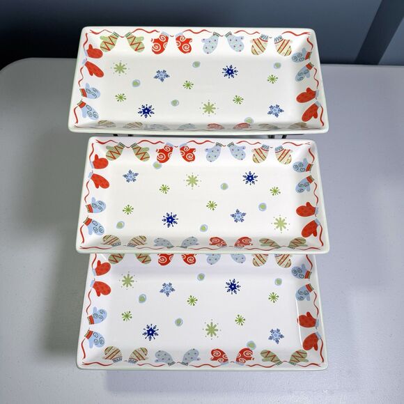 Rare -‎ Pfaltzgraff Taffy Candy Christmas 3 Step Buffet Server Holiday | Retired - Picture 2 of 8